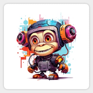 Cartoon monkey robots. T-Shirt, Sticker. Magnet